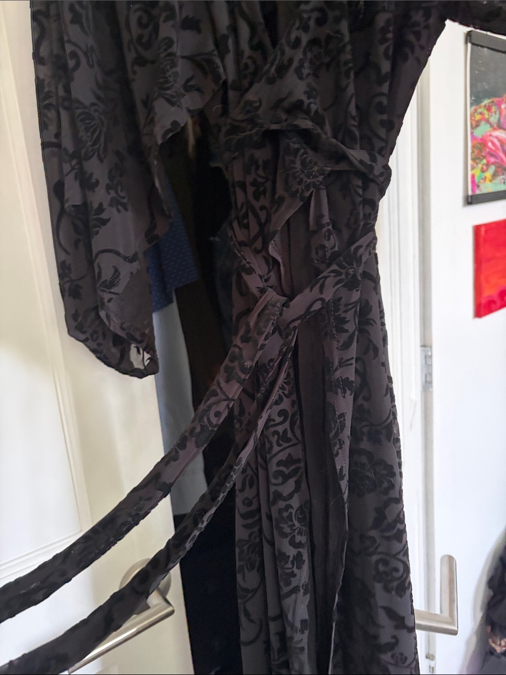 Black Sheer Velvet Burnout Kimono By Aradia View 4